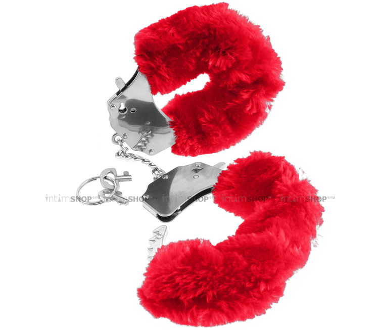 Наручники металлические с красным мехом Original Furry Cuffs