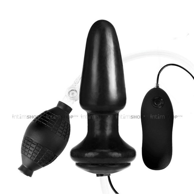 Анальная надувная пробка Lux Fetish Inflatable Vibrating Butt Plug  с вибрацией, черный