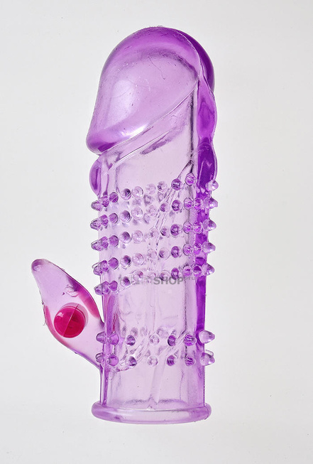 Насадка на фаллос Sextoy с вибрацией и стимулятором клитора, фиолетовая