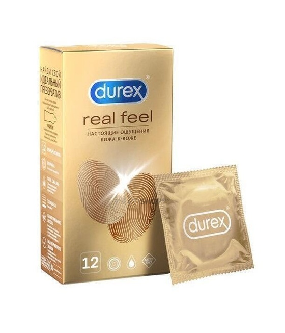 Презервативы Durex RealFeel гипоаллергенные из синтетического материала, 12 шт