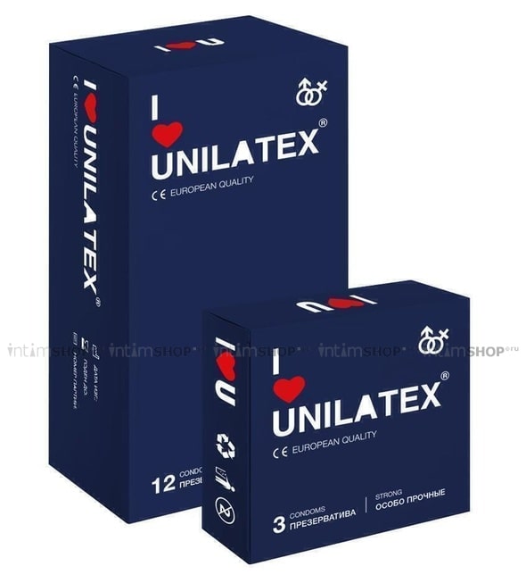 Презервативы Unilatex 12 шт + 3 шт в подарок, особо прочные