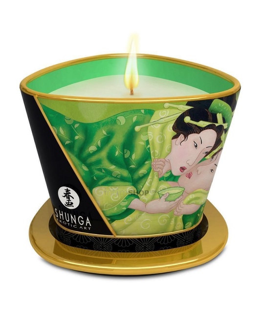 Свеча с массажным маслом Shunga Зеленый чай, 170 мл