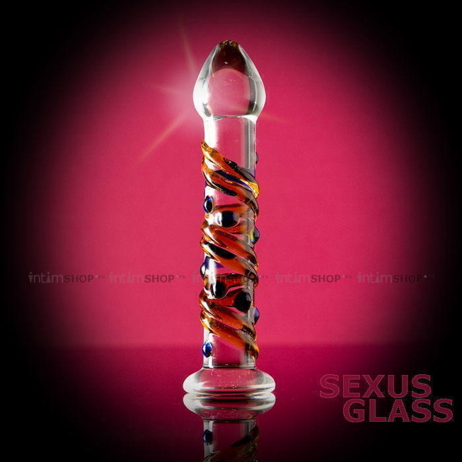 Фаллоимитатор Sexus Glass рельефный, прозрачный
