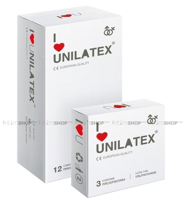 Презервативы Unilatex 12 шт + 3 шт в подарок, ультратонкие