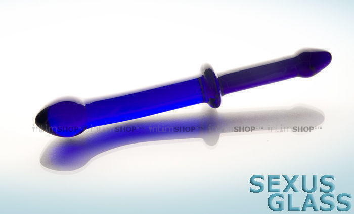 Фаллоимитатор двухсторонний Sexus Glass, синий
