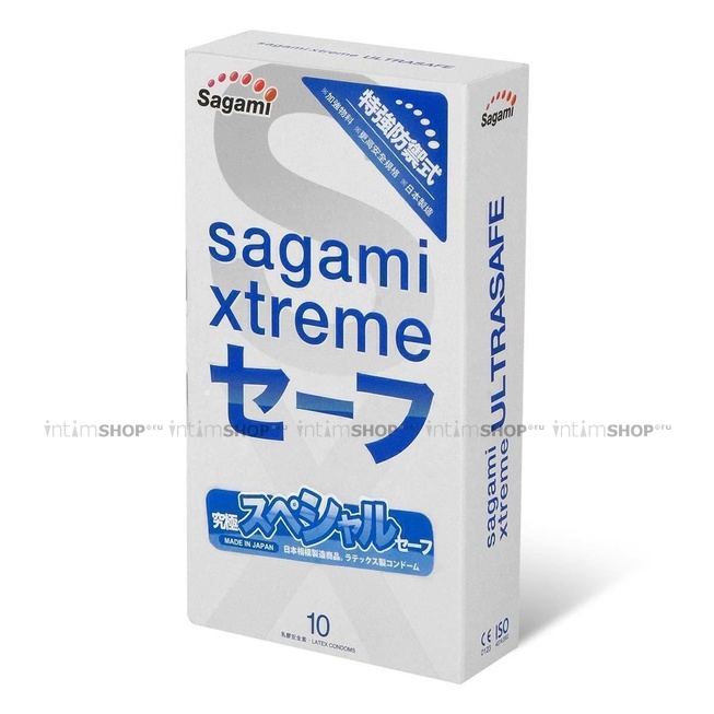 Презервативы Sagami Xtreme Ultrasafe 10шт. латексные с двойным количеством смазки
